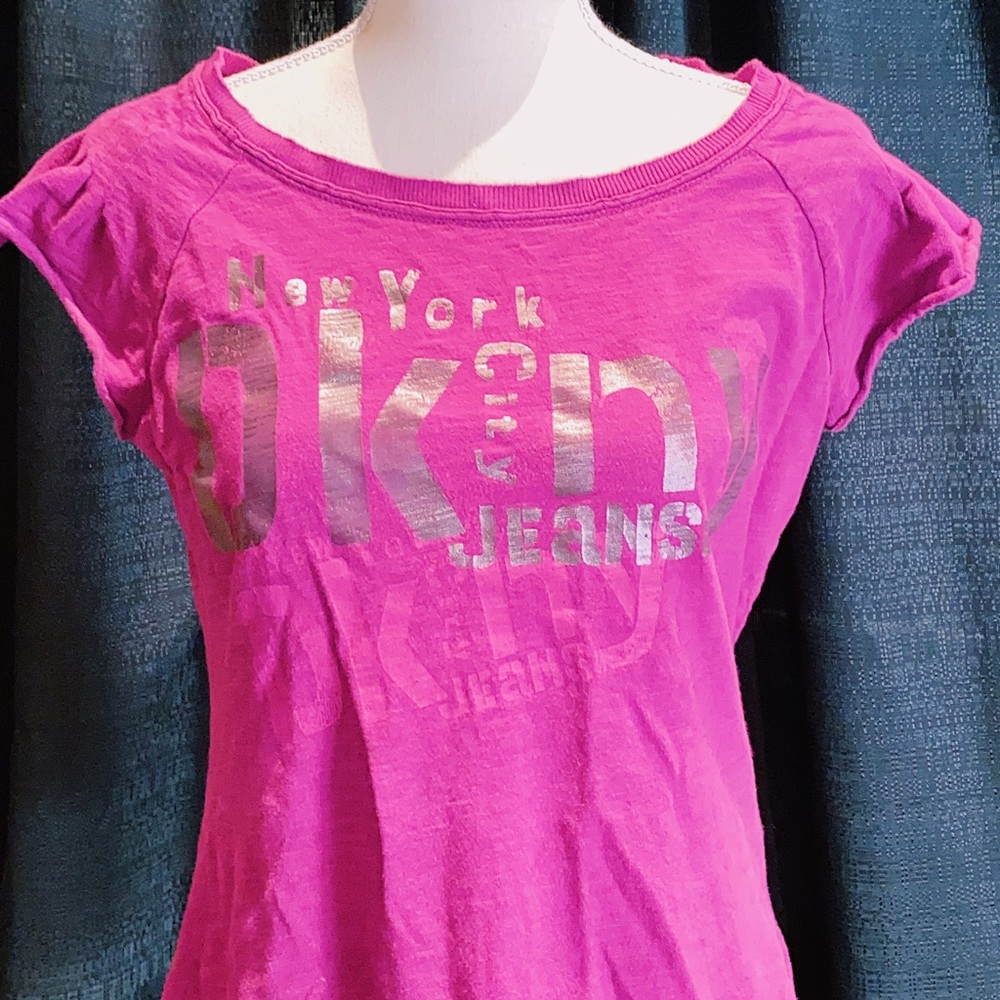 DKNY Jeans Women’s Short Sleeve Hot Pink Shirt